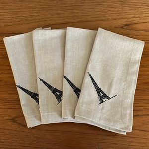 Set of Four Sur La Table Eiffel Tower Napkin’s 100% cotton.